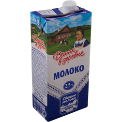 Молоко ДОМИК В ДЕРЕВНЕ у/паст. 2,5% (Россия) 950г