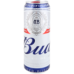 Напиток пивной BUD б/а светлое алк. не более 0,5% ж/б (Россия) 0.45L